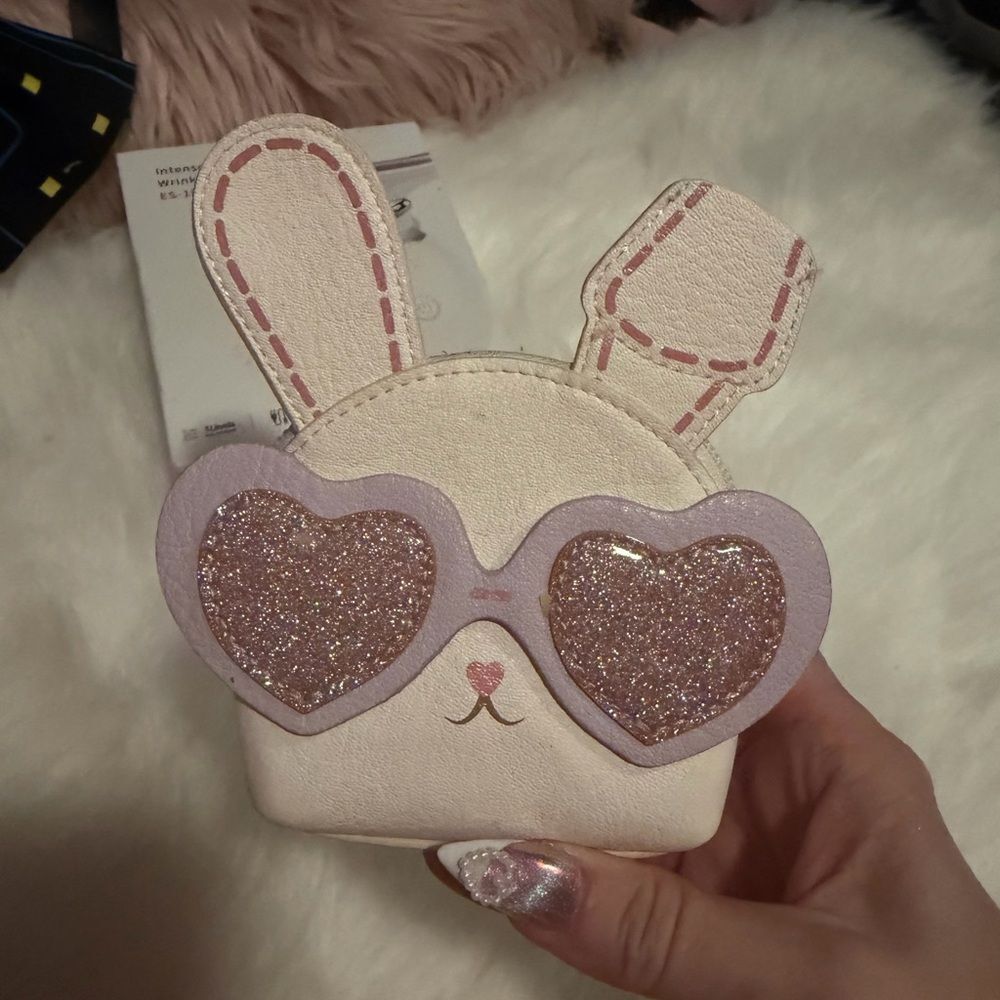 Cute Bunny Sunglasses Pouch - Pink and Cream